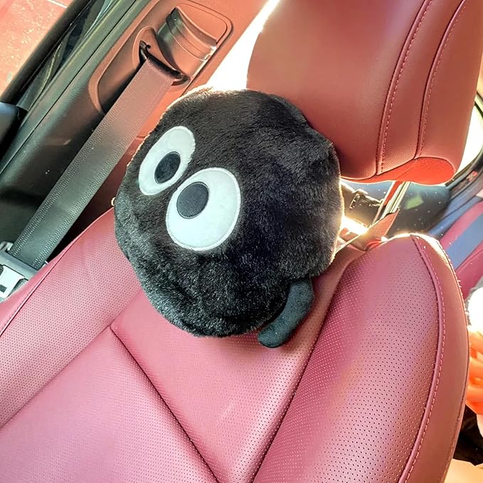 Car Headrest Pillow 2PCS Cute Big-Eyed Sprite Car Headrest Pillows Travel Neck Pillow Comfortable Neck Support - Plush Comfort Neck Cushions for Cars, Home & Office