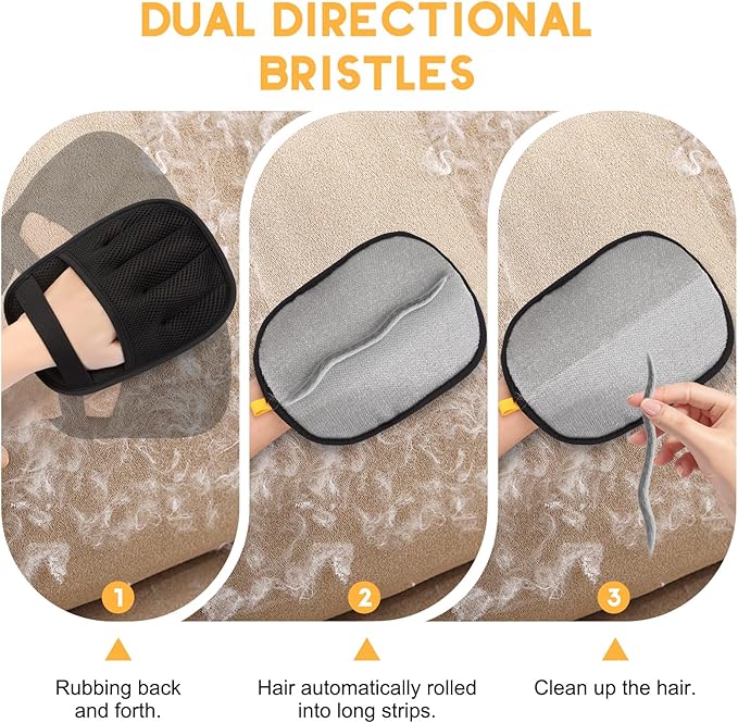 Pet Hair Remover, 2025 Upgrated Five-Finger Electrostatic Pet Hair Removal Gloves, Cat & Dog Hair Remover for Couch, Furniture,Clothing, Animal Fur Removal Tool, Cat Grooming Gloves-2PCS