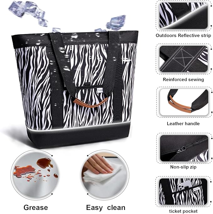 Insulated Cooler Bag Reusable Grocery Tote Bags Transport Large Lunch Box for Women