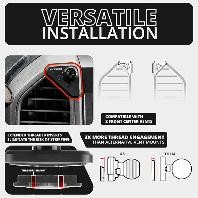 Tackform Link Vent Phone Mount Compatible with 2015-2020 Ford F-150, 2017-2021 Super Duty, 2018-2021 Expedition | Aluminum | Universal Magnetic Holder | 2" Arm | Red Knob | (NOT MAGSAFE Compatible)