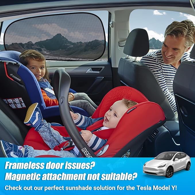 ZATOOTO Tesla Model Y Window Shades for Rear Window - Car Window Covers Transparent Static Cling Film | Blocks 90% UV & Heat | No Adhesive, Easy Install | Enhanced Visibility, Interior Protection
