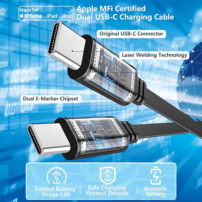[Apple MFi Certified] Retractable Car Charger USB C, Caiinei 120W USB C Car Charger 4 in 1 PD/QC Type C Fast Charging Cigarette Lighter Adapter for iPhone 17/17 Pro Max/16 Pro/15/Galaxy S25/S24/Pixel