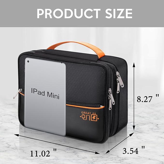 CILLA Electronic Organizer Travel Case, Travel Cord Organizer Case Portable Waterproof Cable Organizer Bag for Charger, Cord, USB, Power Bank, Earphone