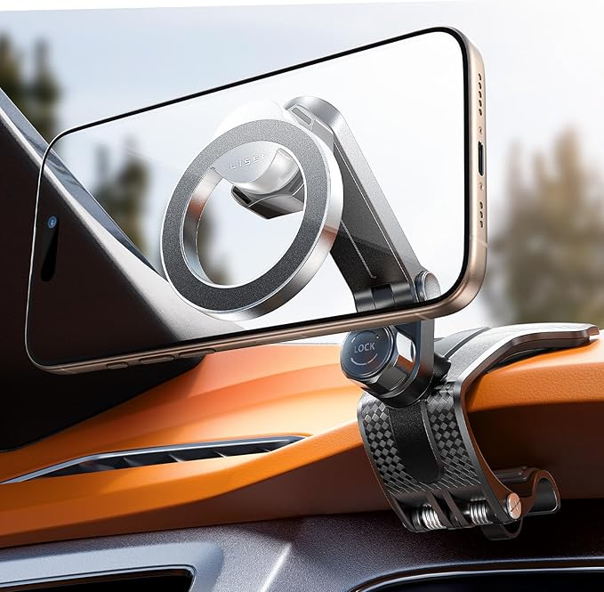 LISEN for iPhone 17 Air for Magsafe 360 Degree Car Phone Holder, Dashboard Holder, Magnetic Holders for Car Dash, Clip Cell Cars Holders for Your Rearview Mirror for iPhone 17 Pro Max 16 15 14 s