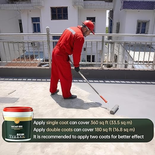 5 Gallon Gray Waterproof Elastomeric Roof Coating Sealant, Flexible Solar Reflective Liquid Waterproofing Adhesive for Flat, Metal, Slope Roofs Repair 20KG