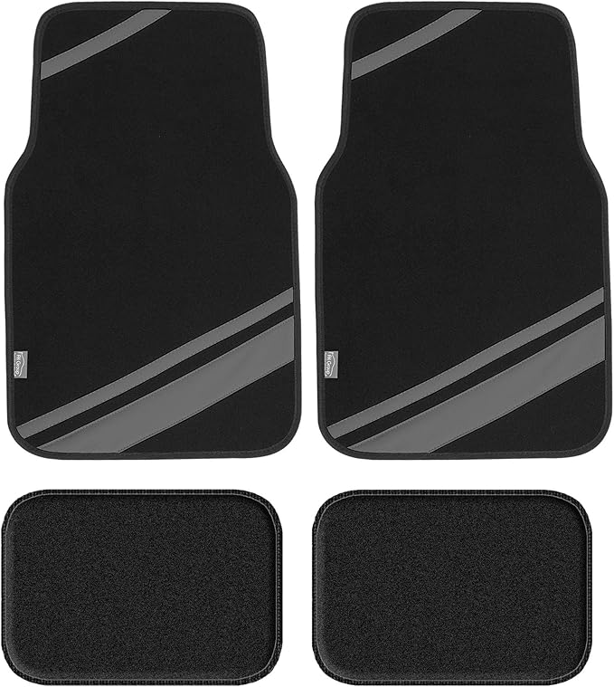 FH Group Car Floor Mats - Carpet Floor Mats for Cars, Universal Fit Automotive Floor Mats, All Purpose Car Floor Mats, Carpet Protector Mat for Most Sedan, SUV, Truck Floor Mats Gray