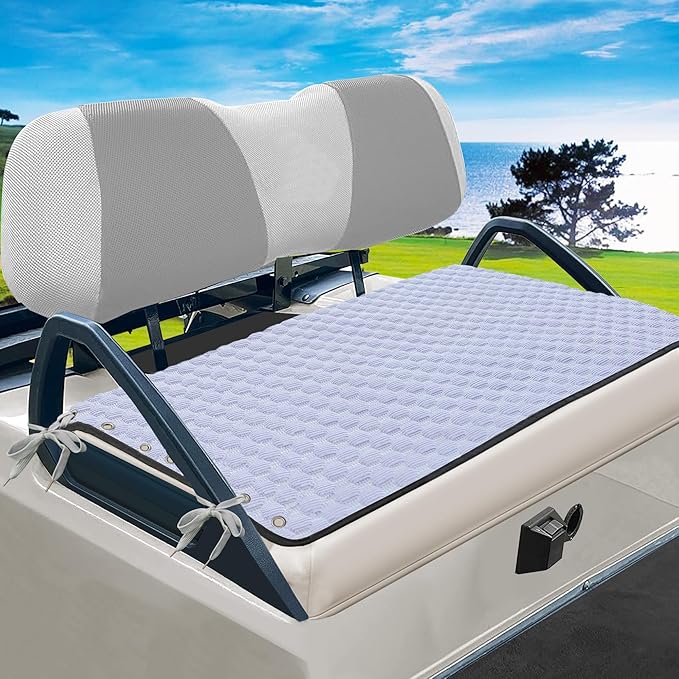 YOKYHOM Cooling Ice Silk Golf Cart Seat Covers, Summer Cool Touch Seat Towel with Adjustable Tie Ropes, Non-Slip Bottom, Fits Yamaha, EZGO, Club Car, 39"x22"