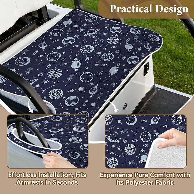 Blue Golf Cart Seat Covers, Golf Cart Seat Towel Blanket Club Car for Golf Lover, Golf Cart Accessories, Keep Seat Comfortable and Cool for 2-Seat Golfs Carts, Gifts for Christmas Thanksgiving