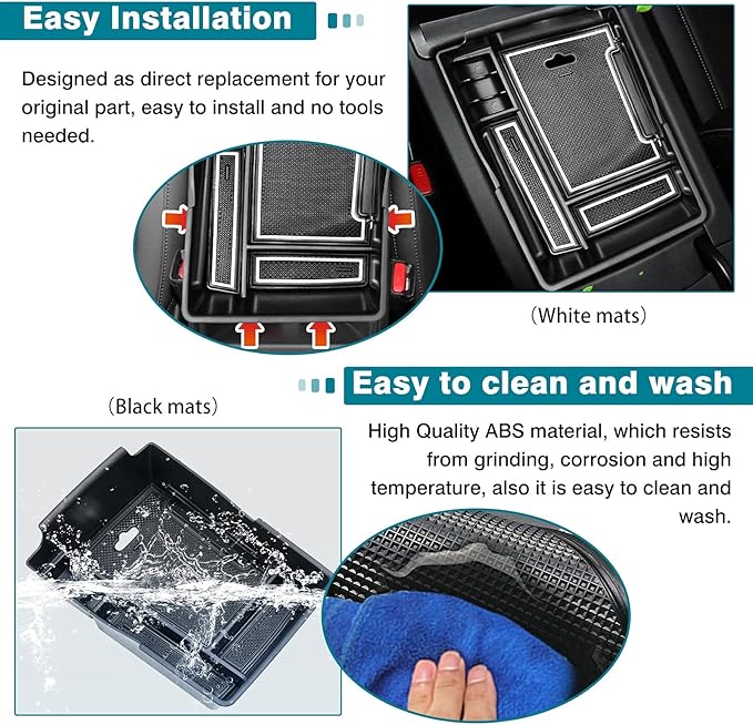 Autorder Center Console Organizer for 2021 2022 2023 Hyundai Santa Fe Accessories Armrest Storage Box Secondary Insert Tray with 2 Color Mats