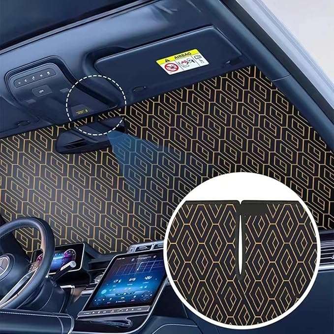 Foldable Sun Shade for Car Windshield Sunshade with Memory Steel Ring (Iridescent, M（55 * 27.5Inch)
