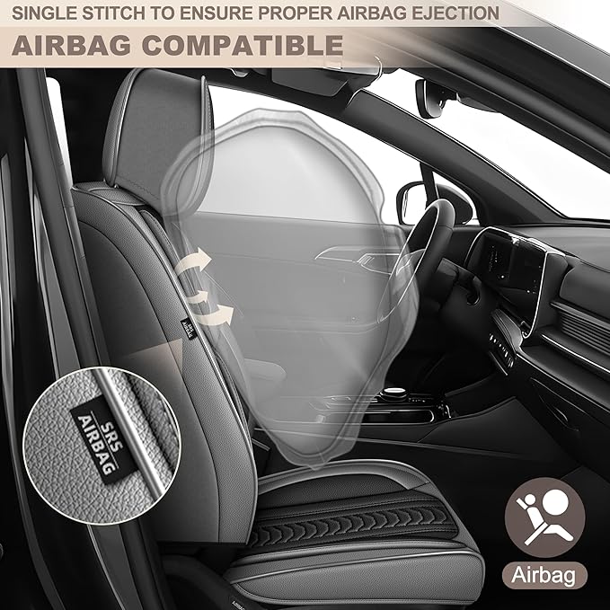 TTX LIGHTING for Nissan Altima 2009-2026 Seat Covers: Waterproof Leather Seat Protector with Airbag Compatible (2 Front Seats,Black&Gray)