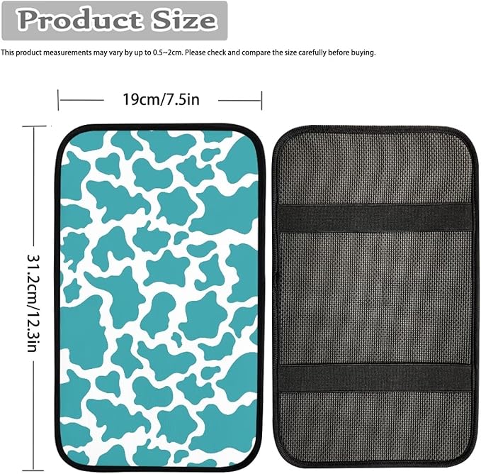 Dreaweet Car Center Console Cover Cute Blue Cow Print Car Accessories for Women Girly Universal Car Armrest Cover for Truck SUV Sedan,Car Arm Rest Cover Pad