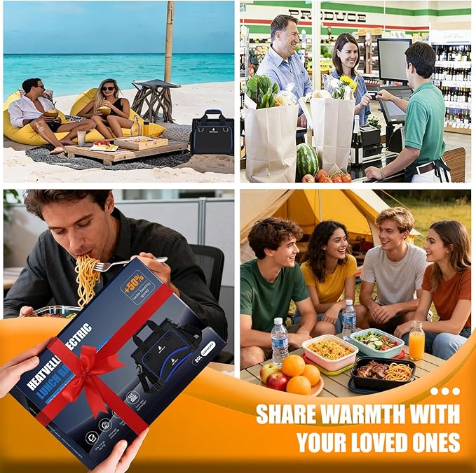 Insulated Lunch Bag, Electric Heated Casserole Carrier for Hot or Cold Food, Portable Food Delivery Cooler Bag keep Food Warm for Travel/Catering/Car/Shopping
