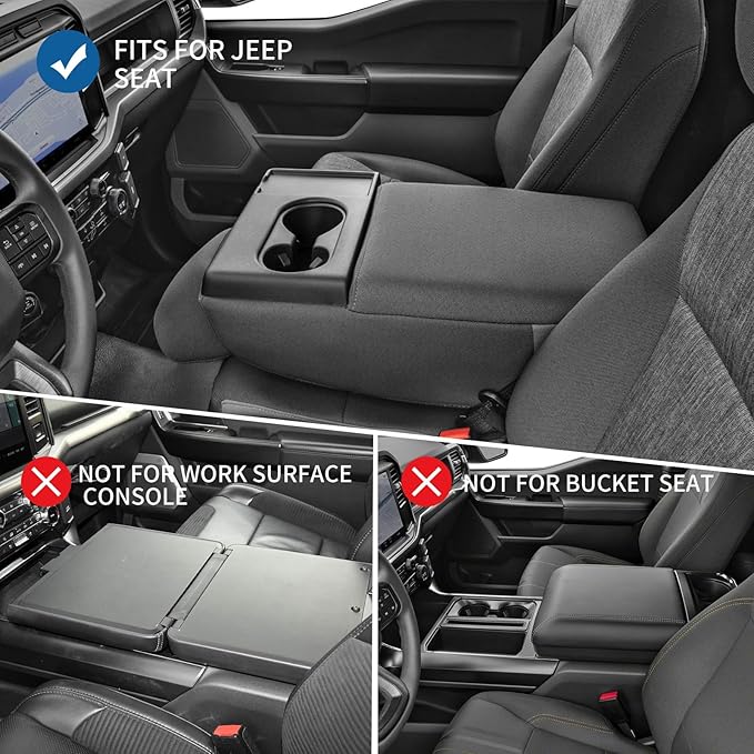 Hellet Upgrade Front Center Seat Headrest Organizer for Ford 2011-2026 F150 F250 F350 F450 F550 F650 Accessories Coin Container Storage Box with Non–Slip Silicone Mat (Jump Seat Only)