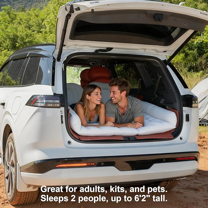 WEY&FLY Car Air Mattress for SUV, Quick Inflation Travel Bed with Air Pump, Portable Sleeping Pad for Camping, Fits Most SUVs and Sedans, Comfortable and Durable