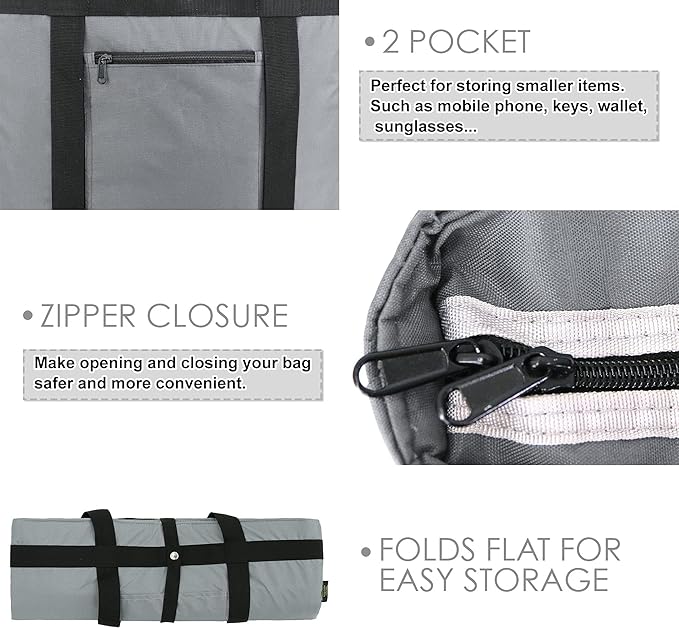 BeeGreen Cooler Bag Soft Insulated Tote for Beach Travel Grocery Shopping Lunch Portable Large Ice Coolers with Handle Hard Freezer Bags with Zippered Top Foldable Leakproof Delivery Totes Gray