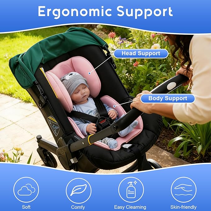 Infant Car Seat Insert, Ultra-Thick Carseat Head Support for Infant, Breathable Baby Car Seat Head & Body Support Compatible with Stroller, Universal Baby Car Seat Cushion with Filled Sponge
