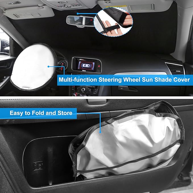 Windshield Sun Shade Custom Fit for 2015-2024 Jeep Renegade Accessories Foldable Sunshade Sun Blocker Protect Car from Sun Rays & Heat Damage Keep Car Cooler