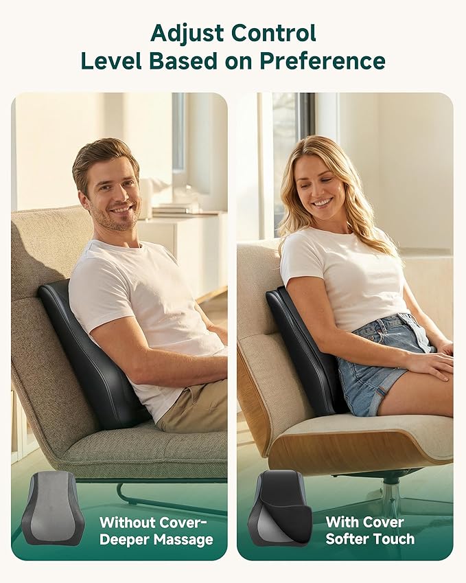 Snailax Back Massager with Heat – 3D Shiatsu Massage Pillow for Neck & Back, Fixed Kneading Nodes, Chair & Sofa Use, Gift for Mom, Dad, Women & Men