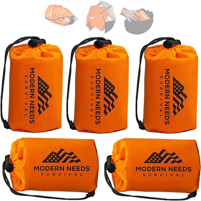 MODERN NEEDS Emergency Sleeping Bag Survival – Thermal Blanket & Bivy Sack | Emergency Bivy & Survival Blanket | Outdoor Sleeping Bag & Hiking Sleeping Bag | Sleeping Bags for Adults