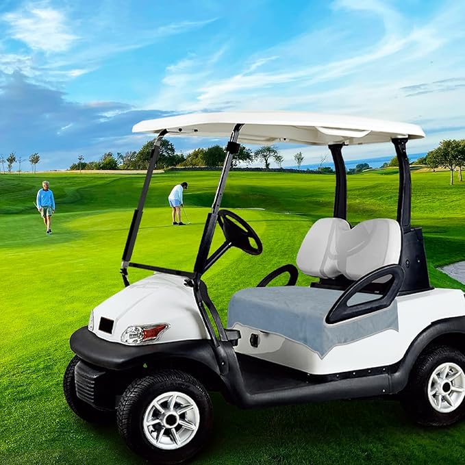 Golf Cart Seat Covers, Breathable Golf Cart Seat Towel Blanket, Keeps Seats Dry & Comfortable in All Weather, Universal 51"x30" for EZGO, Yamaha, Club Car and More 2/4-seats Cart, Light Gray