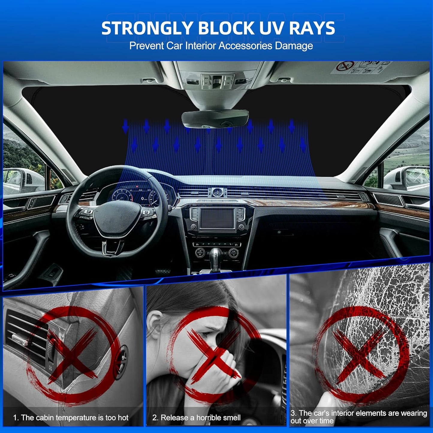 Windshield Sun Shade for Audi Q5 2009-2017 Foldable Sunshade Custom Fit Front Window Car Interior Accessories Protector Blocks UV Rays