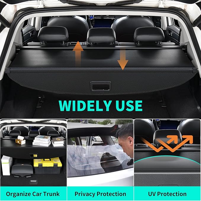 Tecoom Cargo Cover fit for Chevy Equinox Accessories 2018-2025, Retractable Rear Trunk Cover Luggage Security Shade, Anti-Peeping Privacy Screen Protector, Carbon Fiber Texture
