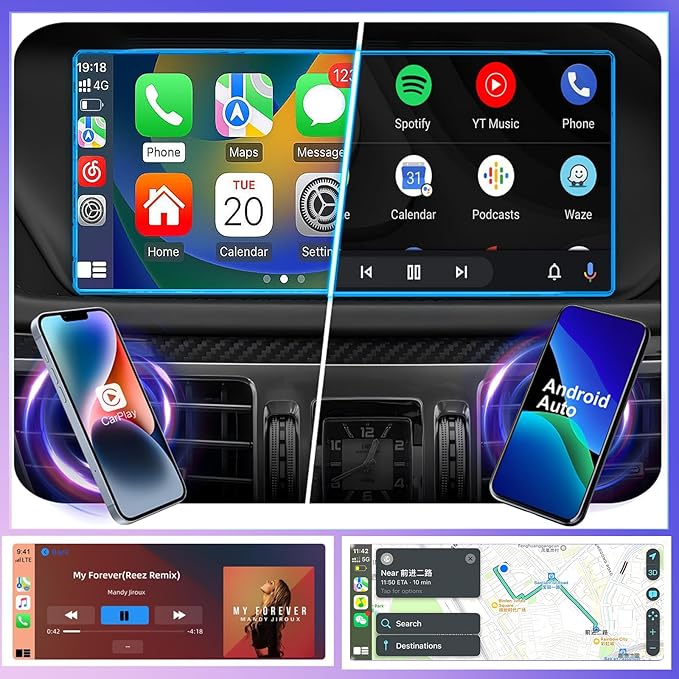 Wireless Carplay/Android Auto Adapter for Toyota with Entune2.0 & Touch2 2014-2019 Retrofit Kit Decoder Fits for Tundra/Highlander/RAV4/Tacoma/Camry/Corolla/Avalon/Prius/CH-R/Sienna/Camry