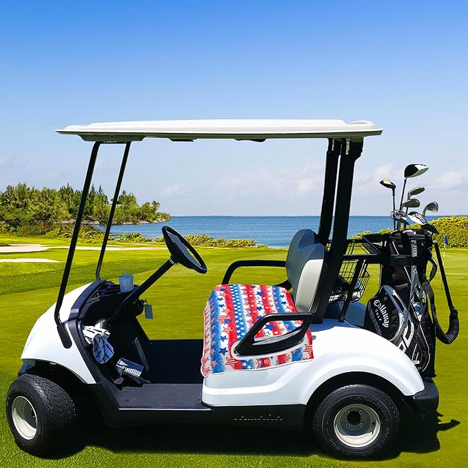 YOKYHOM American Flag Golf Cart Seat Covers for 2/4-Seater, Patriotic USA Seat Towel Blanket Keeps Seats Cool & Clean for Summer, Microfiber Fits EZGO, Club Car, Yamaha, 51"x31"