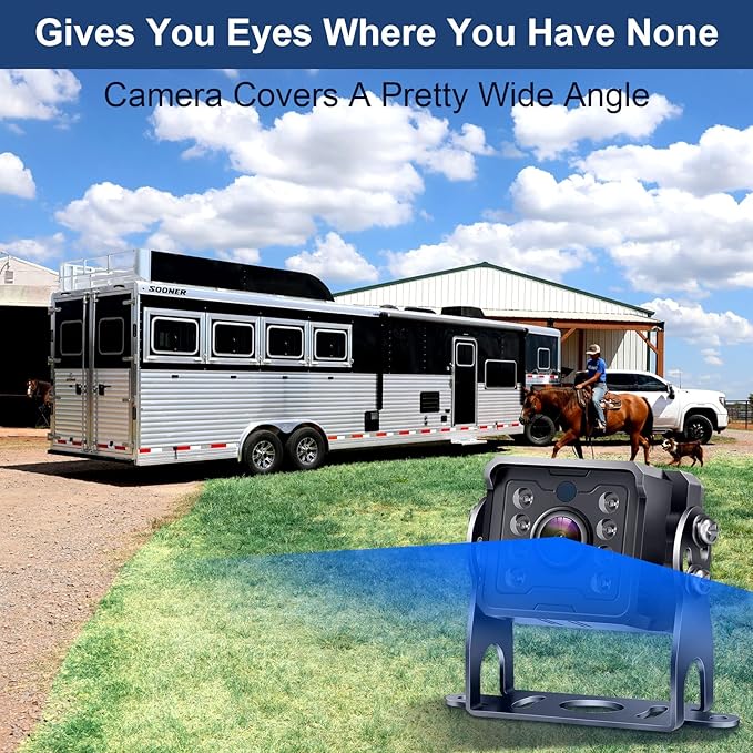 Dual RV Backup Camera System: 7" Monitor with Split Screen No Lag Easy Installation Plug and Play HD 1080P Rear View Camera Wired Kit IP69 Waterproof IR Crystal Night Vision for Truck Tractor R4