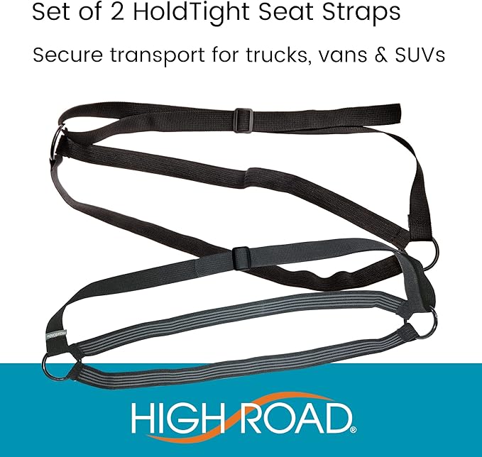 High Road HoldTight Car Seat Strap Holder for Purse, Grocery Bag, Tote and Packages for Cars, SUVs, Vans and Trucks - 2-Pack