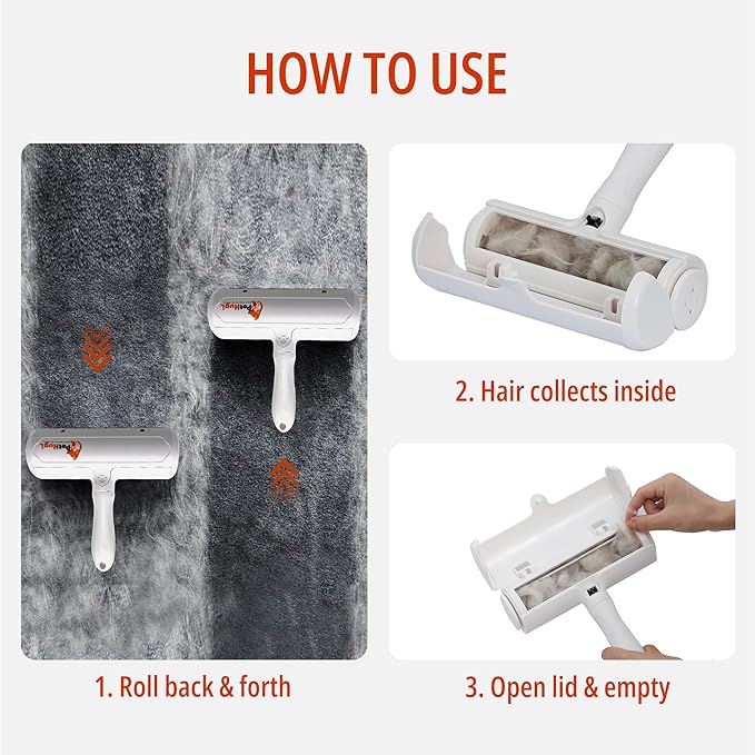 Pet Hair Removal Tool, Reusable Lint Roller for Pet Hair, Self Clean Cat Hair Remover with Dust Bin, Pet Hair Remover Roller, Dog Hair Remover for Couch,Furniture,Carpet,Sofa & Bedding.