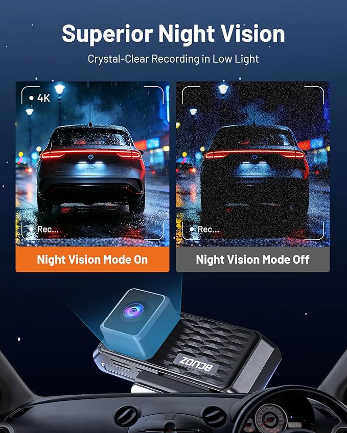 4K+4K Dual Dash Cam Front and Rear, 5.8GHz WiFi Dash Camera for Cars with 3.39" IPS Touchscreen, 170° Wide Angle, G-Sensor, 24H Parking Mode, Free 64GB Card Included (GS200)