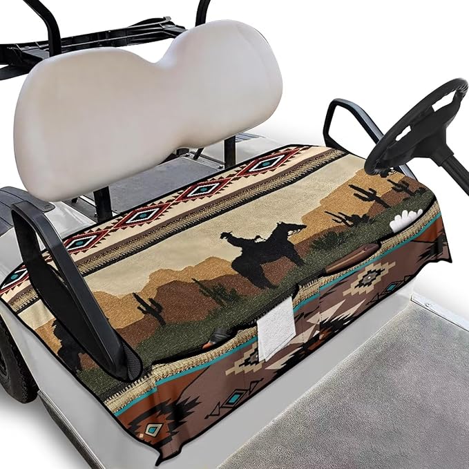 Biyejit Golf Cart Seat Covers with 4 Pockets Golf Cart Seat Towel Blanket Fits 2-Seat Golf Carts, Golf Cart Accessories