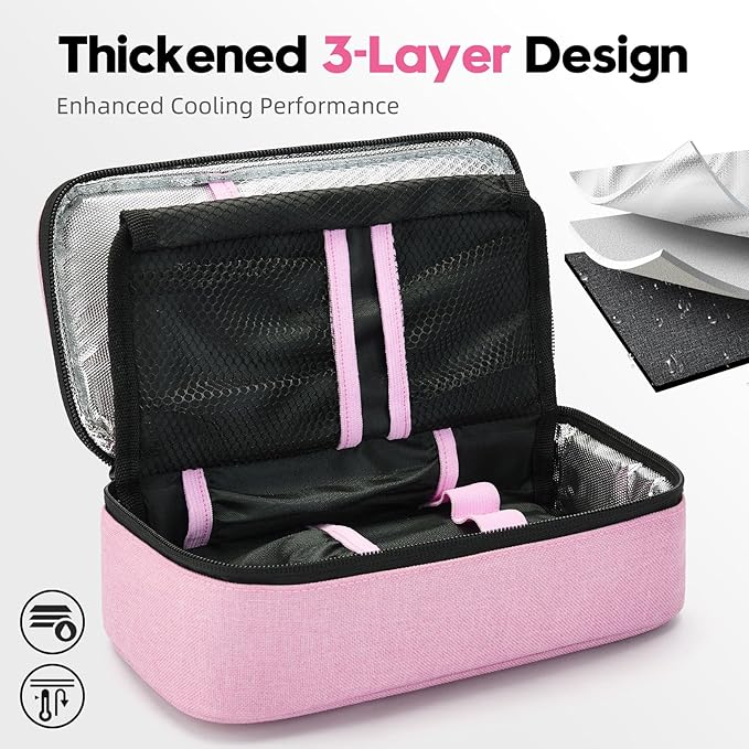 ALLCAMP Insulin Cooler Travel Case Diabetic Medication Cooler with 4 Ice Pack - Medical Cooler Bag Portable and Reusable(Pink)