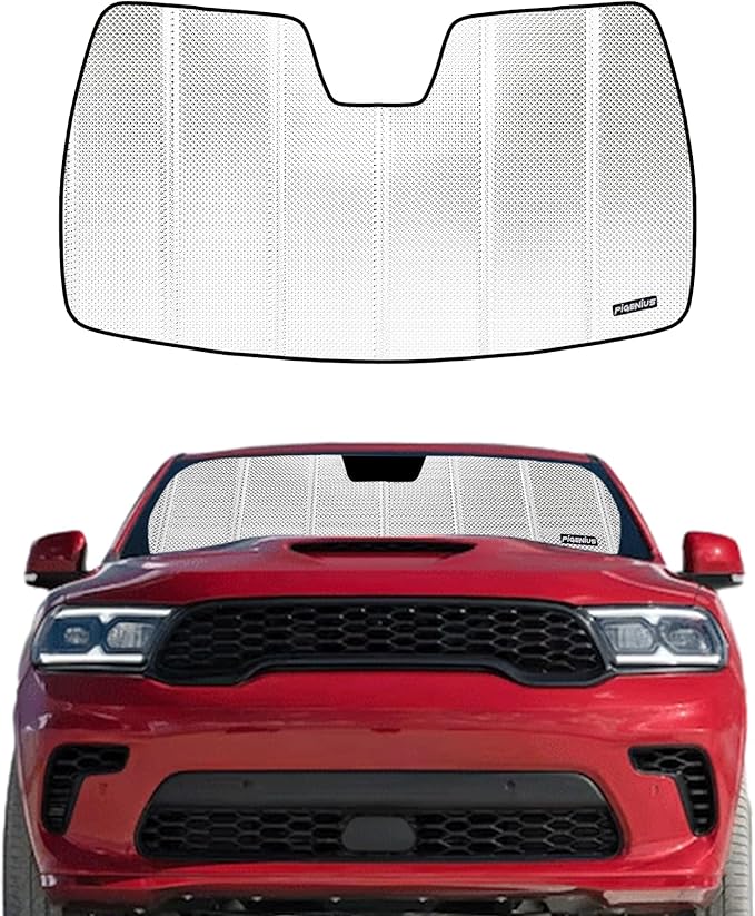 Windshield Sun Shade for Dodge Durango 2021-2025. Reflective Aluminum Film Front Window Sunshade - BLAZBLOCK