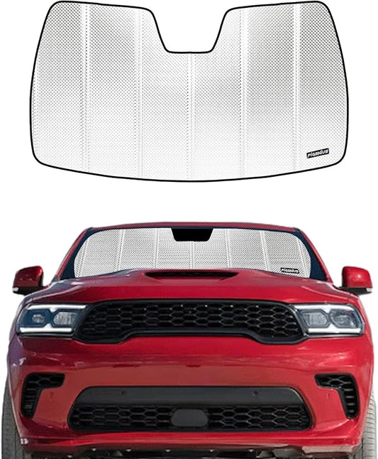 Windshield Sun Shade for Dodge Durango 2021-2025. Reflective Aluminum Film Front Window Sunshade - BLAZBLOCK