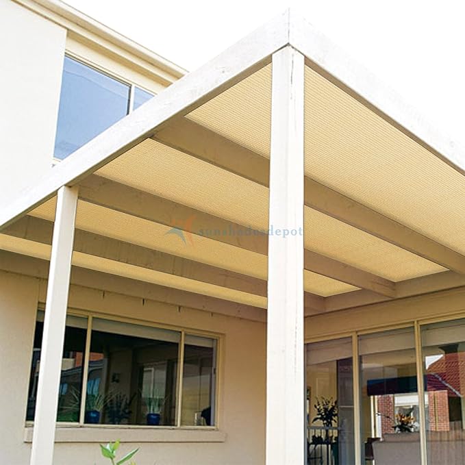 TANG Sun Shade Fabric Roll 8'x77' Shade Cloth for Garden Beige HDPE Mesh Shading Pergola Cover Replacement Canopy, 95% Blockage Sunshades for Outdoor Patio Backyard Plant