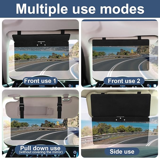 NAZZO Sun Visor Extender for Cars, Adjustable PC Sunshade Lens, Car Sun Visor Extension Blocker, Glare, UV, Stray Light, Snow Blindness Protector, Safe Driving, Universal for Car SUV, Black