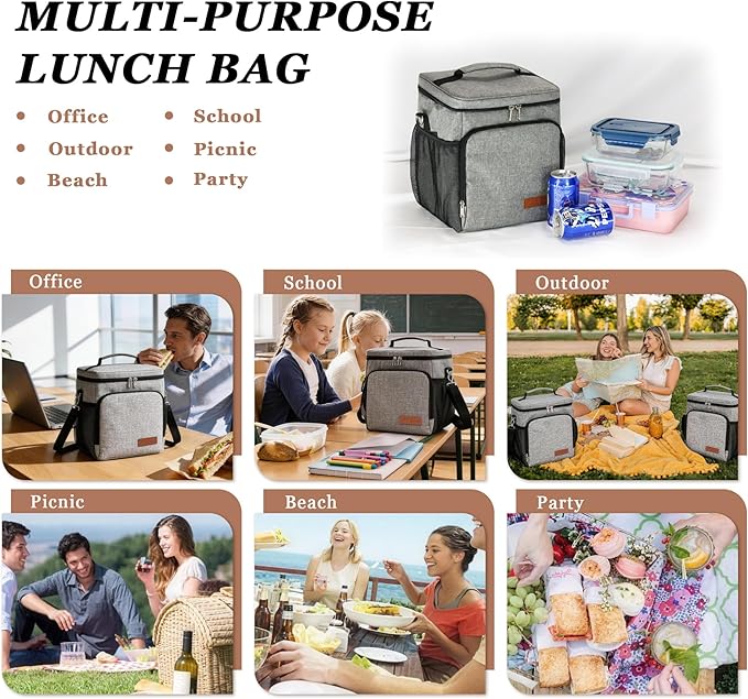 TuErcao Insulated Cooler Bag 6/24 Can Collapsible Leakproof Soft Sided Cooler for Car, Portable Foldable Small Ice Chest for Beach Camping Picnic Travel, 5/15qt Lunch Box for Men Work