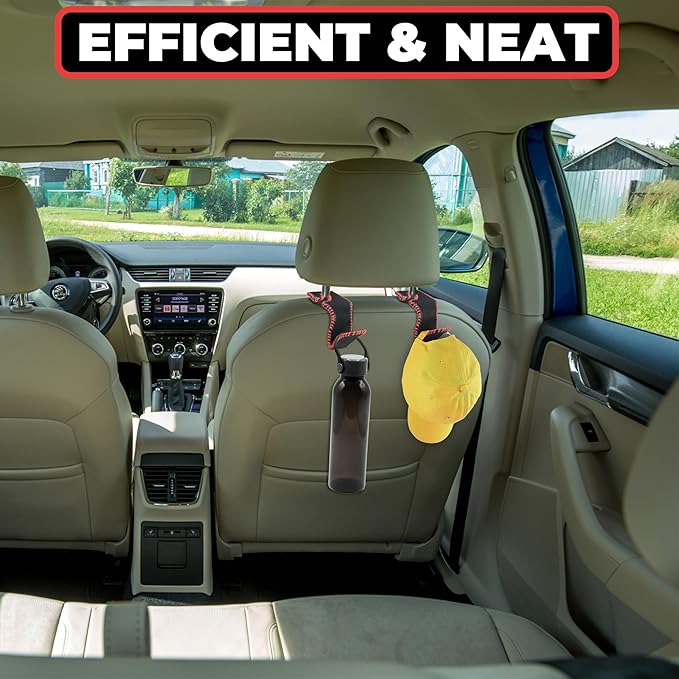 3Pcs Car Seat Headrest Hooks, Back Seat Purse Leather Hanger Holder Hook, Magnetic Storage Organizer for Purses Handbag Grocery Bags Coats