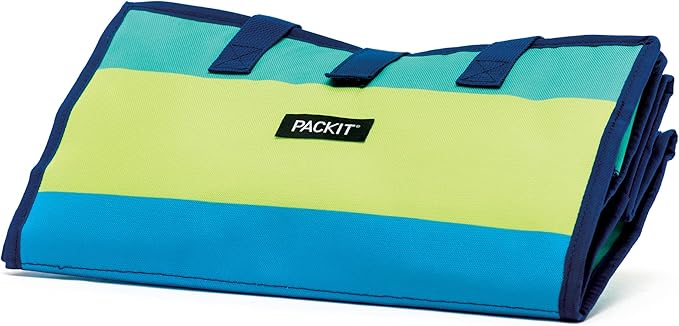 PackIt Freezable Grocery Tote, with EcoFreeze Technology, Foldable, Reusable, Zip Closure, Dual Handles