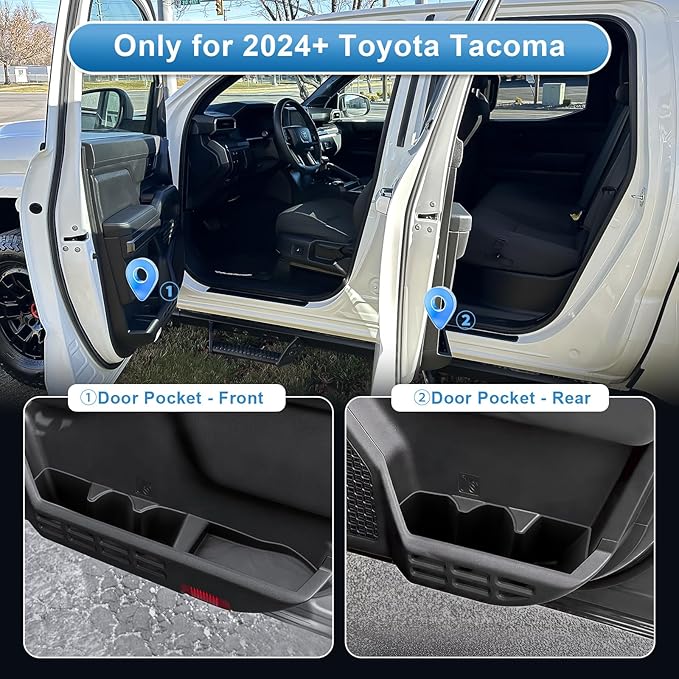 (6pcs) 2024 2025 2026 Tacoma Door Pocket Tray for Toyota Tacoma (SR5/TRD Off-Road/TRD Sport/TRD Pro/Limited/Trailhunter), Durable Door Slot Pocket Insert 2025 2026 Tacoma Accessories