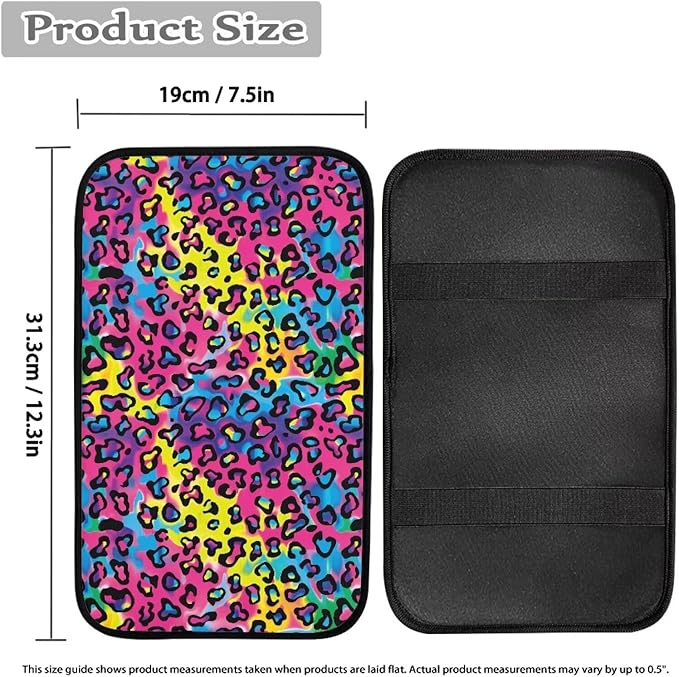 Leopard Print Auto Center Console Armrest Pad Universal Car Center Console Cover Seat Box Cover for Sedan, Van, SUV, Truck Car Accessorie