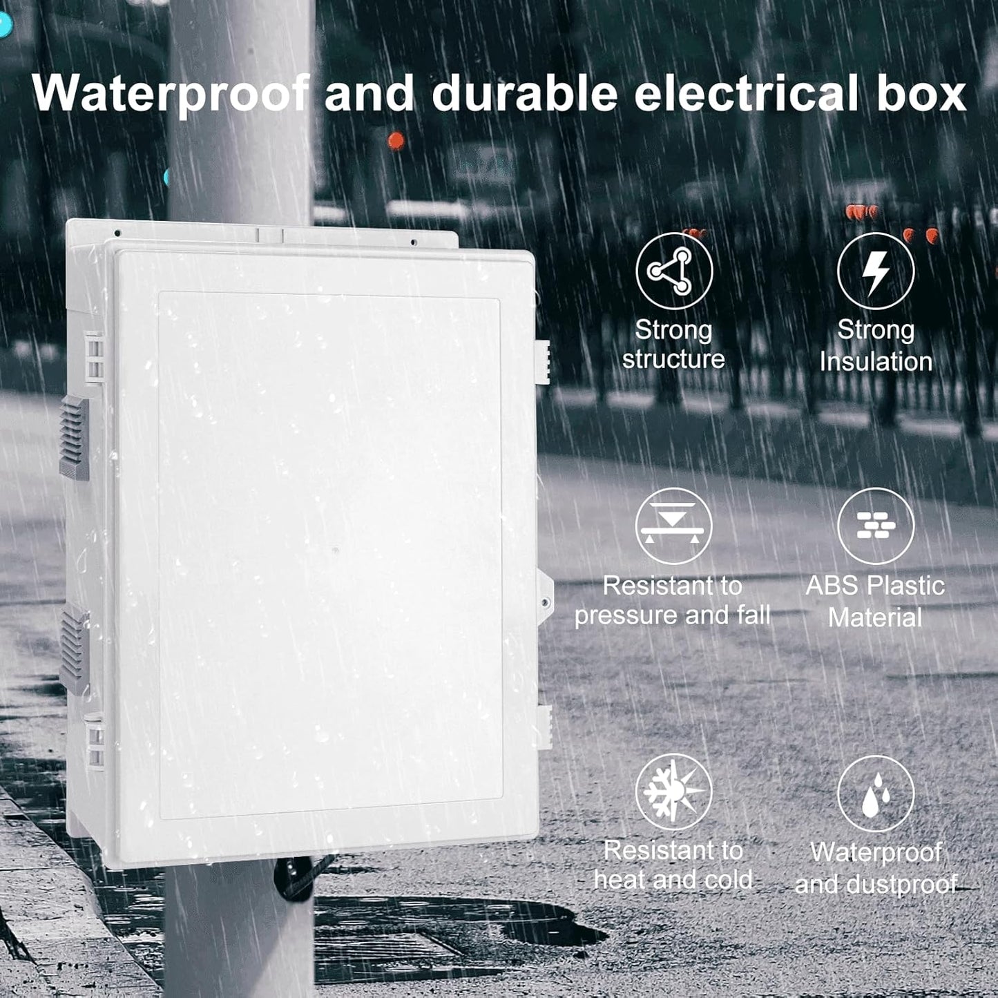 Outdoor Electrical Junction Box, ABS Water Resistant Enclosure with Internal Mounting Panel & Hinged Cover (18.1" H* 12.6" L* 6.3" W)