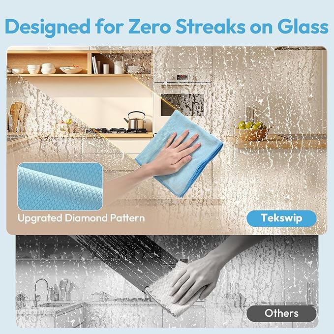 Professional Auto Detailing Microfiber Cloths 6 Pack, 15.5"x15.5" Glass Cleaning Towels for Car Windshield, Window and Interior, Lint Free Streak Free Polishing Rags for High Gloss Shine