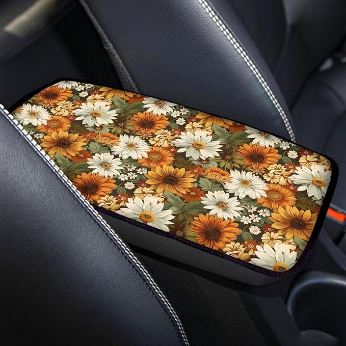 Cute Floral Arm Rest Cushion Pads for Vehicle Arm Rest Cushion Pads Anti-dust Dog & Cat Paws Protector Universal Fit for SUV/Truck/Vehicle