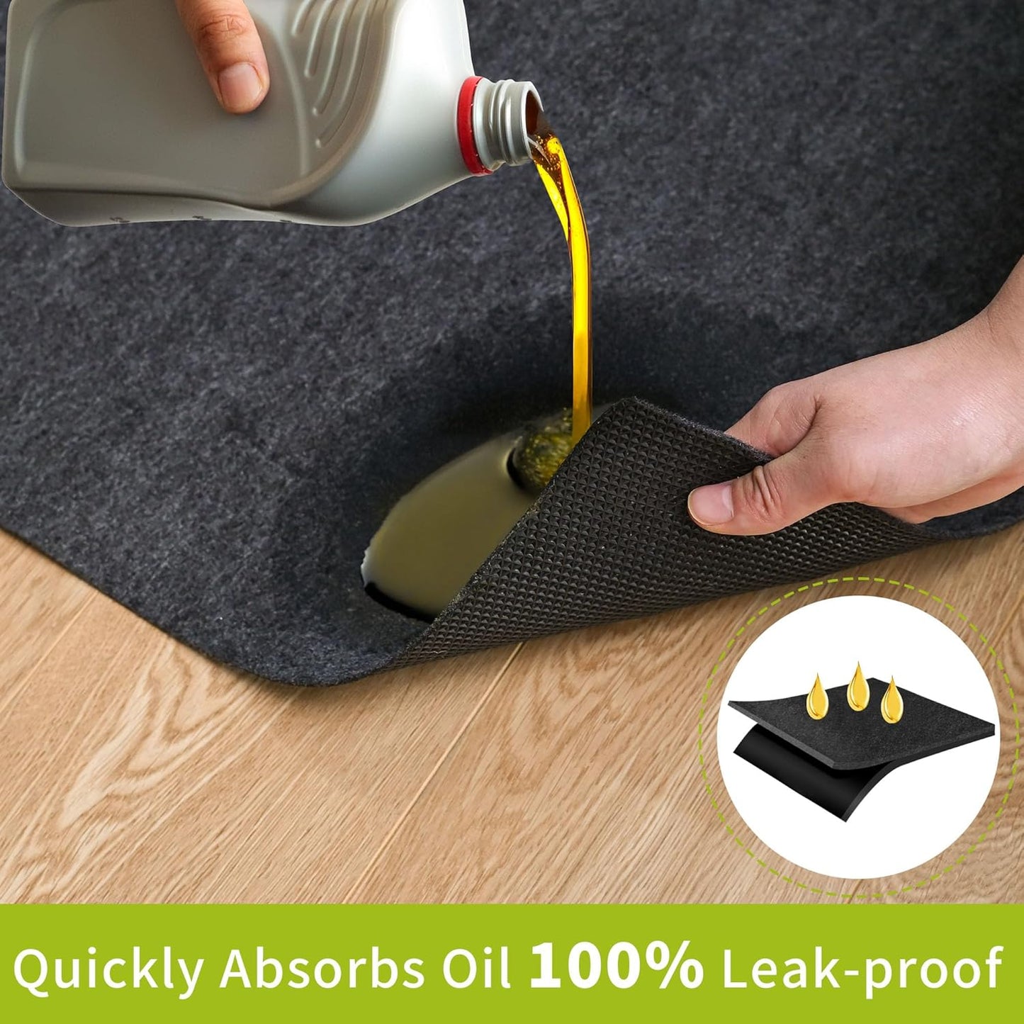 Oil Spill Mat - 20' x 7'4" Absorbent Oil Garage Floor Mat for Under Car - Protect Driveway from Drips, Spills, Stains, Reusable & Durable Garage Floor Protection Mat with Waterproof Backing