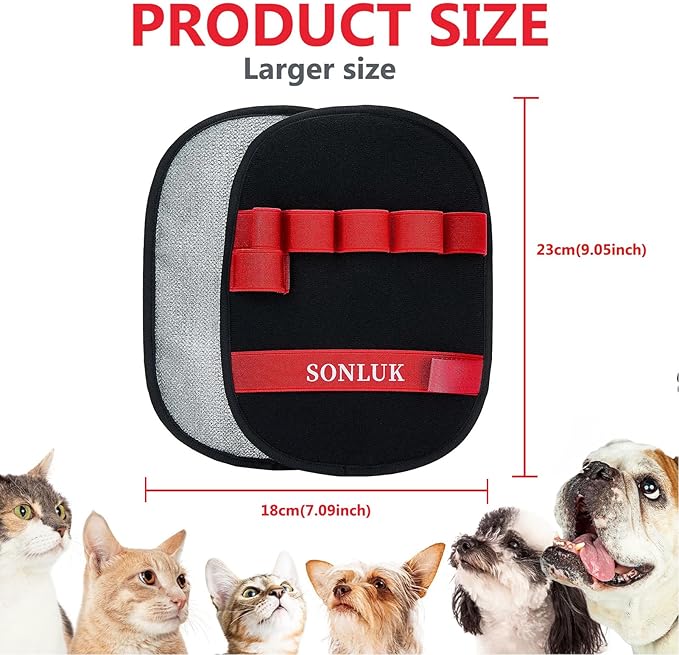 2PCS Pet Hair Removal Glove for Dogs&Cats,Upgraded 5-Finger Electrostatic Magic Brush Reusable Pet Hair Remover Glove for Laundry,Carpets,Sofa Gaps and Car Seats(Red)