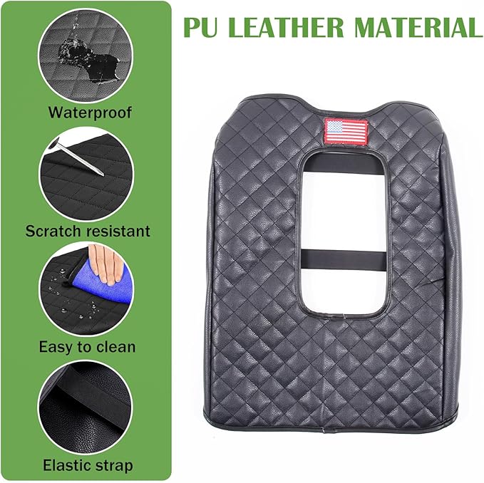 LLKUANG Car Center Console Armrest Cover Pad Fit for Toyota Tundra 2007-2021 Waterproof Leather Seat Armrest Box Cushion Pad Protector (Black + American Flag)